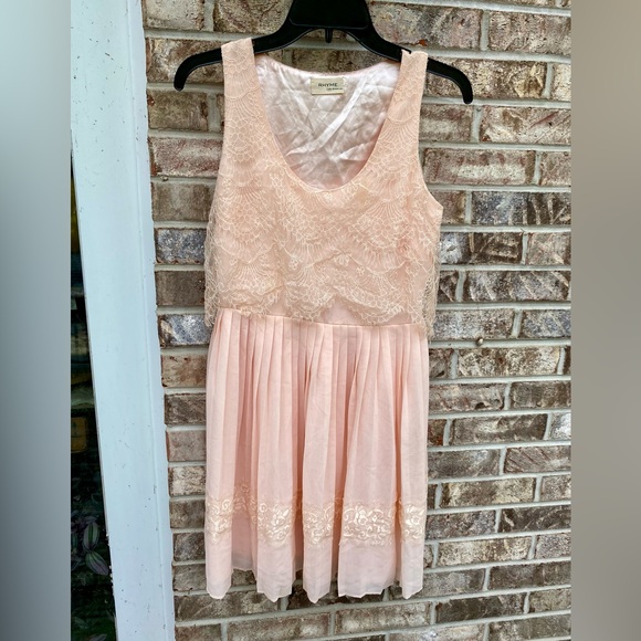 Pastel Ballet Pink & Cream/Peach Lace Balletcore Dress - Picture 5 of 9